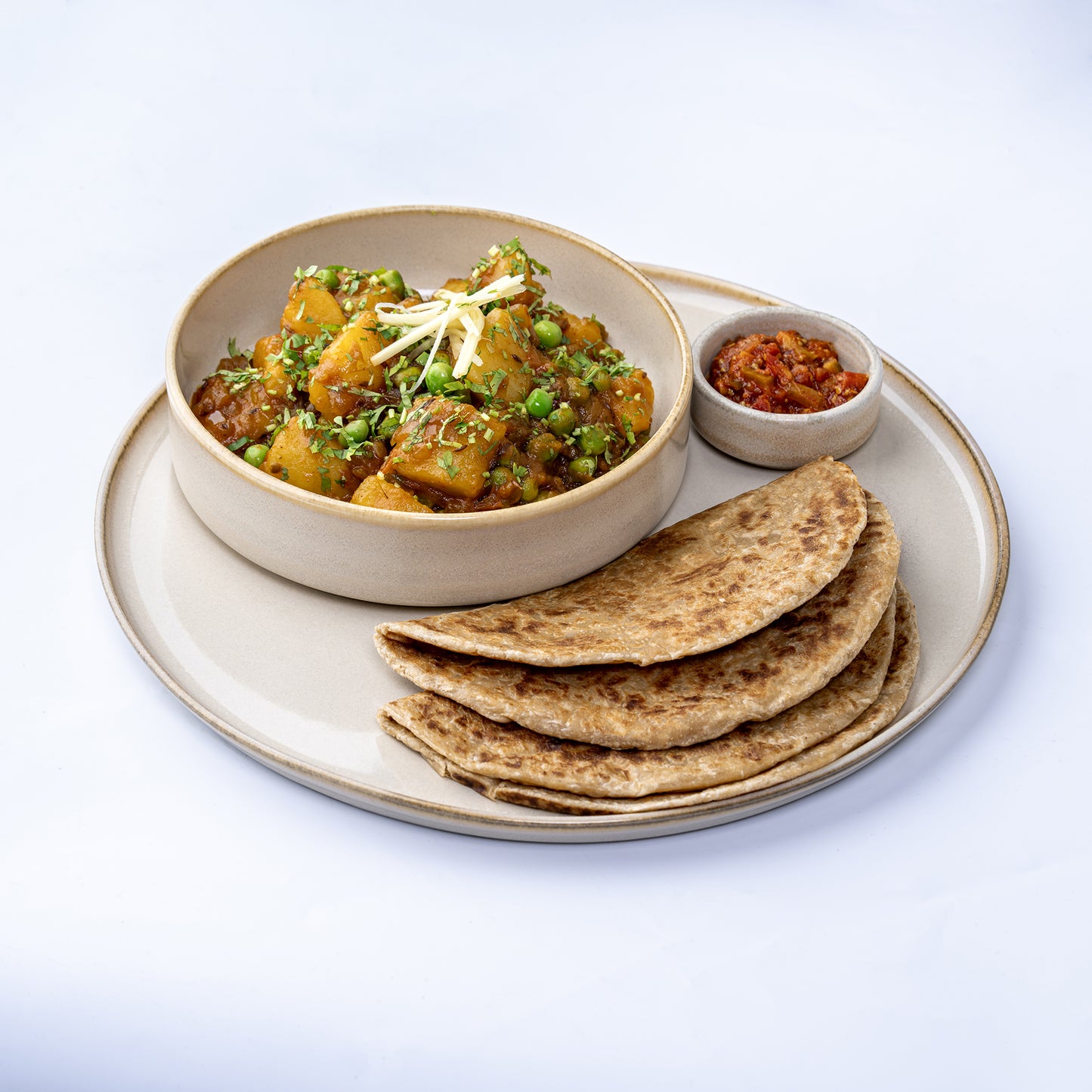 Wheat Parotta with Aloo Matar(V)